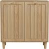BBWL Stauraumschrank mit 2 Körben Wäscheschrank schräg herausnehmbar MDF Wäschekorb Eiche freistehend Badezimmer Wäschetrennung Organizer Bild 2