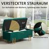 HOMCOM Sitzbank mit Stauraum (Polsterbank, 1-St, Truhenbank), Stoff, Metall, Gummiholz, Schaumstoff, Grün, 100 x 40 x 42 cm Bild 4