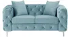 Vente-unique - EDWINA Sofa SamtStoff Blau - B 91 cm x H 76 cm x L 162 cm Bild 2