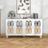 Merax Sideboard mit Spiegelelementen und geometrischem Trellis-Muster, Kommode mit Spiegelfront, Anrichte mit großem Stauraum Bild 2