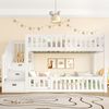 Etagenbett 90x200 cm in Weiß mit Treppe und Stauraum – niedriges Kinderbett aus Kiefer und MDF Bild 3