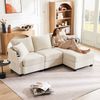 Ecksofa 213,5x139x87 cm in Beige, Cord-Multifunktionssofa mit USB-Anschluss, Handyhalterung und Hocker Bild 4