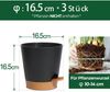 T4U Kunststoff Blumentopf 16,5cm 3er-Set Selbstbewässerung Schwarz Bild 2