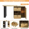Ausziehtisch mit Stauraum 138–220 cm, Bartisch Küchenregal Esstisch mit Schubladen, Weinregal & offener Ablage, Holzoptik Bild 5