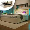 Polsterbett mit LED-Beleuchtung, USB und Type-C, Beige, 160x200 cm,mit Stauraum und Ladefunktion Bild 2