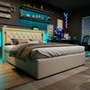 Polsterbett mit LED-Beleuchtung, USB und Type-C, Beige, 160x200 cm,mit Stauraum und Ladefunktion Bild 4