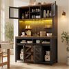 Flieks Küchenbuffet mit LED-Beleuchtung, Lochwand, USB-Anschluss und Schiebetüren (1-St, B120/T40/H174,5 cm) Küchenschrank Hochschrank mit Metallgittertüren und Steckdosen Schwarz Bild 2