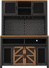Flieks Küchenbuffet mit LED-Beleuchtung, Lochwand, USB-Anschluss und Schiebetüren (1-St, B120/T40/H174,5 cm) Küchenschrank Hochschrank mit Metallgittertüren und Steckdosen Schwarz Bild 4