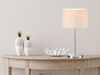 Große LED Tischleuchte Silber mit Stoffschirm weiß, Höhe 55cm Bild 5