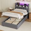 MODFU Polsterbett mit Bettkasten, LED und USB, Samtbezug, Grau, 90x200 cm Bild 2