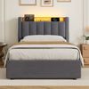 MODFU Polsterbett mit Bettkasten, LED und USB, Samtbezug, Grau, 90x200 cm Bild 5