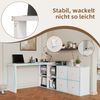 Merax Ecktisch, Schreibtisch, Computertisc Tischplatte 360° schwenkbar - L-förmig oder gerade aufstellbar, Tischplatte und Beine 4 cm verstärkt, mit 4 Fächern, 4 Schubladen, weiß Bild 5