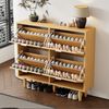 Refined Living Schuhschrank mit 4 Klappschubladen, Schuhkommode aus Rattan mit Metallgriffen (Maße: 100 x 25 x 90 cm, Landhausstil, Schuhschrank Rattan, Platzsparender Schuhschrank, 1-St, Holzmöbel, Schuhregal für Flur, Schlafzimmer,Durchbrochenes Desi... Bild 2