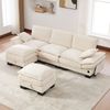 Modulares 3-Sitzer Sofa B 260 x T 132 x H 84 cm aus Cord mit USB-C und 2 Hockern Bild 3