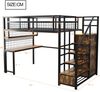 Merax Metall-Hochbett 140 x 200 cm Kinderbett, Jugendbett, Mit Aufbewahrungsleiter und Einfachem Kleiderschrank, Mit Ablage, Tisch und Netzregal. Stabiler Metallrahmen, Schwarz Bild 4