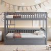 Etagenbett 90×200 cm mit Rausfallschutz und hydraulischem Stauraum, Grau, ohne Matratze Bild 2