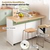 BlingBin Küchenwagen Kücheninsel auf Rollen mit klappbarer Arbeitsplatte,mit Müllschrank, (1 Stück, 1 St, 120 × 45 (70) × 93 cm), mit 4-stufigem Gewürzregal, 2 Schubladen und feststellbaren Rollen Bild 4