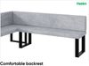 MEBLINI Eckbank für Esszimmer mit ausziehbarem Tisch - Küchenbank - Essecke - Sitzecke Küche - TONI - U-Beine 142x196x87cm Links - Hellgrau Samt/B Weiß Matt Bild 5