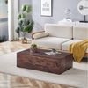 HAUSS SPOLE Couchtisch Rechteckdesign Silikonfüßen,Wohnzimmertisch Sofatisch in Nussbaumholz (90×50×30 cm, MDF, keine Montage erforderlich, stabile Struktur, rutschfeste Füße, infach zu reinigen, für Wohnzimmer), Kratzfeste Marmorimitat-Oberfläche, bis... Bild 3