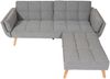 Mendler Schlafsofa mit Ottomane, Couch Sofa Gästebett, Schlaffunktion 218x175 cm ~ Stoff/Textil hellgrau Bild 4