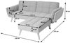 Mendler Schlafsofa mit Ottomane, Couch Sofa Gästebett, Schlaffunktion 218x175 cm ~ Stoff/Textil hellgrau Bild 3