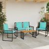 vidaXL Gartenmöbel-Set mit Kissen 4 pcs Schwarz und Türkis 42025169 Bild 3