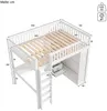 Hochbett mit Schreibtisch, Schubladen, Kleiderschrank, Regal und Rausfallschutz, 140x200 cm, Kinderbett, Kiefer Bild 5