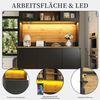 SeedWave Buffet LED Allzweckschrank, Tischplatte in Holzoptik, Mülleimerfach, Stauraum Griffloses Küchenbuffet inkl. Glashalter, verstellbare Einlegeböden Bild 4
