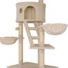 lionto Kratzbaum mit Deckenspanner, 230-250 cm großer Aktivitätsturm mit 2 Höhlen, 2 Liegemulden, Treppen & Spielbällen, beige Bild 3