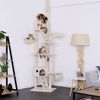 lionto Kratzbaum mit Deckenspanner, 230-250 cm großer Aktivitätsturm mit 2 Höhlen, 2 Liegemulden, Treppen & Spielbällen, beige Bild 2