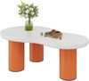 Merax Wolkenförmiger Couchtisch, Länge 99,5 cm, Breite 43~58 cm, Höhe 35,5 cm, lackierte MDF-Platte und PVC-Beine, Orange & Weiß Bild 5