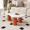 Merax Wolkenförmiger Couchtisch, Länge 99,5 cm, Breite 43~58 cm, Höhe 35,5 cm, lackierte MDF-Platte und PVC-Beine, Orange & Weiß Bild 2
