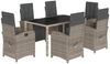 vidaXL 7-tlg. Garten-Essgruppe mit Kissen Grau Poly Rattan 3212465 Bild 2