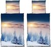 Visaggio Bettwäsche Winter Fleece Bettbezug flauschig warm, Fleece, 4 teilig, Thermofleece kuschelig weich, Winterlandschaft Bild 3