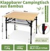 HOMECALL Klapptisch Bambus Camping-Klapptisch höhenverstellbar 47–65 cm (natürliche Bambus-Tischplatte, Aluminiumrahmen, abnehmbares Netzfach, tragbarer Outdoor-Picknicktisch) Bild 2