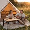 HOMECALL Klapptisch Bambus Camping-Klapptisch höhenverstellbar 47–65 cm (natürliche Bambus-Tischplatte, Aluminiumrahmen, abnehmbares Netzfach, tragbarer Outdoor-Picknicktisch) Bild 3