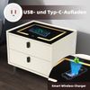 Weiß Smart Nachttisch kabelloses Aufladen LED-Licht 2 Schubladen Bettschrank Bild 4
