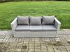 Fimous 8-Sitzer Polyrattan Gartenmöbel Set mit 2 Sofa; Gas Feuertisch und Großer Hocker;Sessel Outdoor Terrassen Essgruppe Helles Grau Bild 5