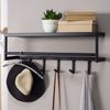 Wandgarderobe Metall Schwarz 70x20x20cm mit Ablage Hakenleiste Flur Bild 3