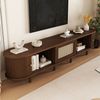 BlingBin TV-Schrank Lagerschrank Lowboard TV Board Fernsehtisch, TV-Möbel mit Stauraum (Ovaler Fernsehschrank mit 1 Schubladen und Verstellbare Füße, Rattan-Design, MDF Holzmaserung, 1-St, Größe: 180 x 40 x 40cm, Tragkraft: 30KG) Wohnzimmer-TV-Schrank,... Bild 2
