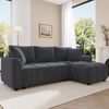 Merax 3-Sitzer Sofa, wandelbares L-förmiges Ecksofa, Chenille Stoff, mit 2 Zierkissen, Grau Bild 2