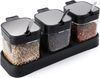Gewürzbehälter Set aus Glas 220ml Gewürzgläser Salz Zucker Dosen Schwarz Bild 4