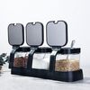 Gewürzbehälter Set aus Glas 220ml Gewürzgläser Salz Zucker Dosen Schwarz Bild 2