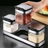Gewürzbehälter Set aus Glas 220ml Gewürzgläser Salz Zucker Dosen Schwarz Bild 3