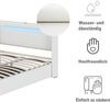 Polsterbett aus PU-Leder mit Stauraum, LED & Bluetooth, 160x200 cm, Weiß, ohne Matratze Bild 5