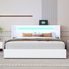 Polsterbett aus PU-Leder mit Stauraum, LED & Bluetooth, 160x200 cm, Weiß, ohne Matratze Bild 4