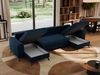 U-förmige Ecksofa, XXL Universalecke mit losen Kissen zum Wohnzimmer, Bettkästen und Schlaffunktion, schwarze Metallbeine - AXEL U - Dunkelblau Velours Bild 5