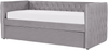Tagesbett ausziehbar Samtstoff grau Lattenrost 90x200 cm GASSIN Bild 4