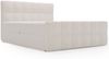 GRAINGOLD Alicante Doppelbett 200x200, Boxspringbett mit gepolstertes Kopfteil, zwei Bettkästen, Bouclé-Stoff, Beige Bild 2