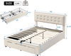 Merax Polsterbett, 140 x 190 cm Doppelbett, mit Lattenrost und Kopfteil, Stauraumbett, hydraulisch verstellbares Polsterbett, mit 2 Schubladen, Holzlattenrost, Samtbezug, beige Bild 4